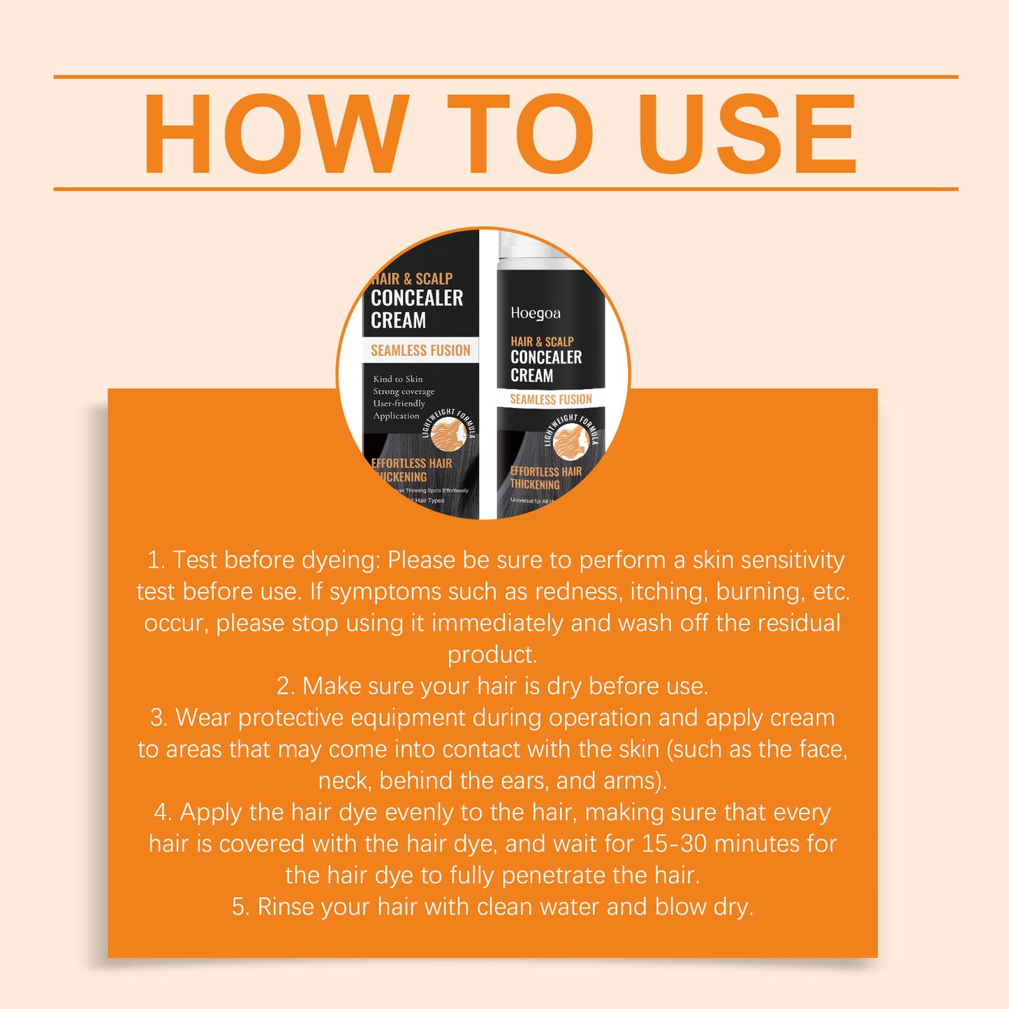 Hoegoa Hair & Scalp Concealer Cream | Effortless Hair Thickening, Instant Thinning Hairline Coverage | Waterproof, Sweat-Resistant, Long-Lasting Color with Shea Butter-V