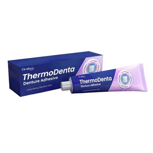Oralhoc ThermoDenta Denture Adhesive | Zinc-Free Formula, Long Lasting Hold & Comfort | with Menthol -V