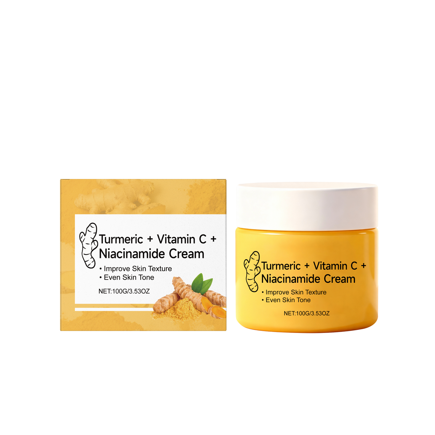 Turmeric Vitamin C Niacinamide Cream | Brightening & Oil Control | Evens Skin Tone, Targets Dark Spots | Moisturizing Face Cream for All Skin Types -V