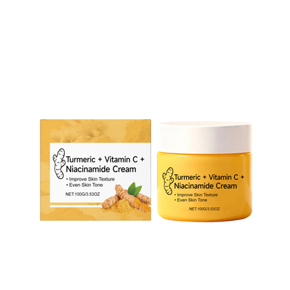 Turmeric Vitamin C Niacinamide Cream | Brightening & Oil Control | Evens Skin Tone, Targets Dark Spots | Moisturizing Face Cream for All Skin Types -V