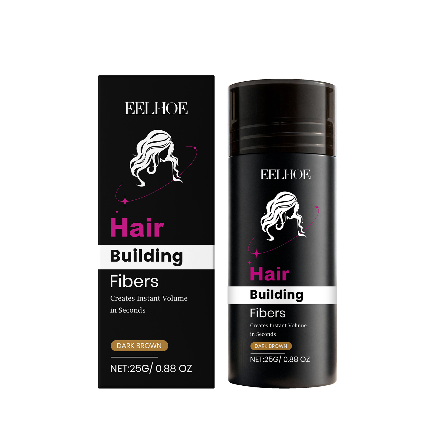 EELHOE Hair Building Fibers for Instant Volume | Sweat & Water Resistant, Keratin Formula | Covers Thinning Hair | Dark Brown -V