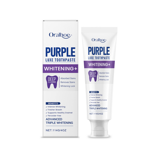 Oralhoe Purple Whitening Toothpaste with Hydroxyapatite & Papain | Deep Cleaning Stain Remover & Color Corrector | Peroxide-Free -V