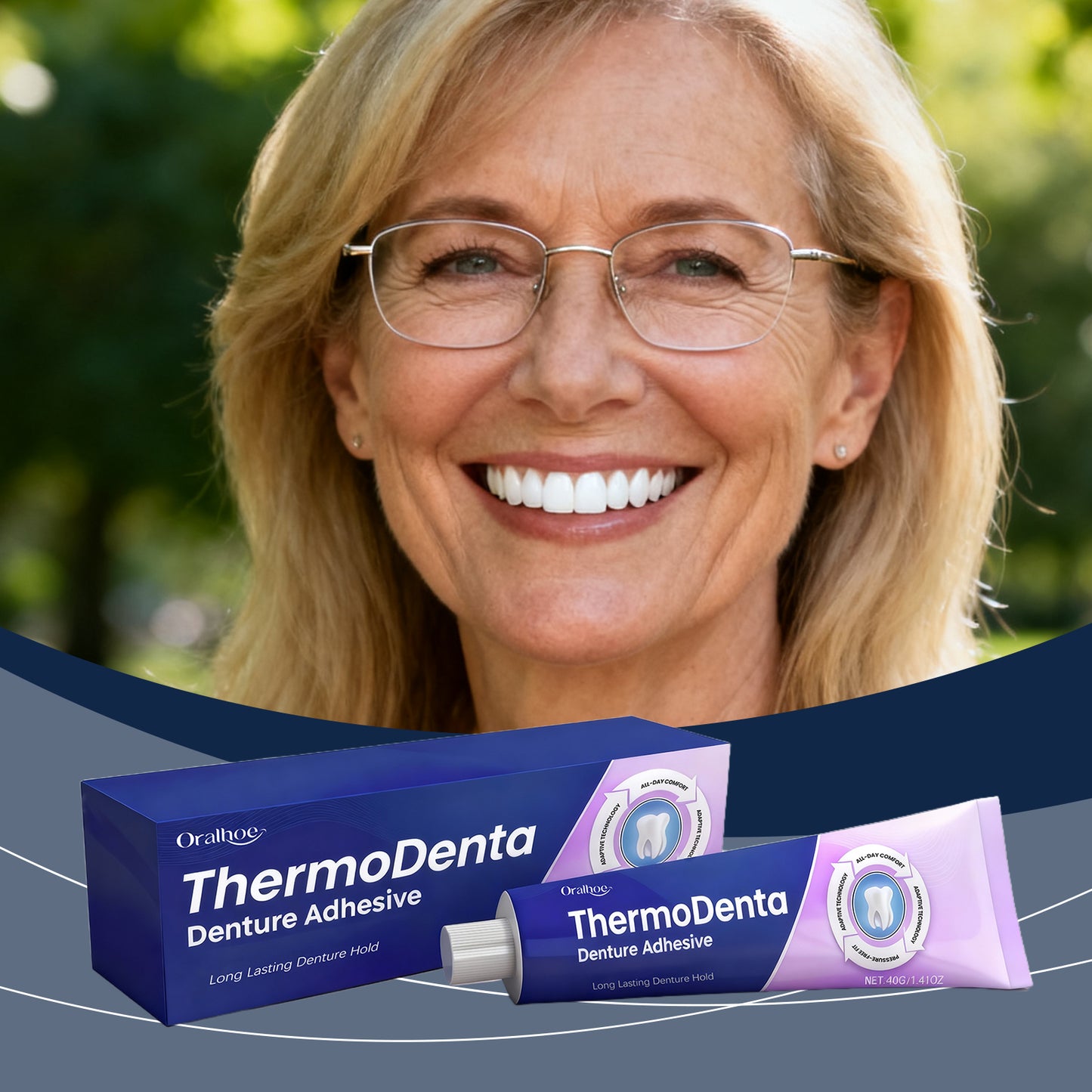 Oralhoc ThermoDenta Denture Adhesive | Zinc-Free Formula, Long Lasting Hold & Comfort | with Menthol -V