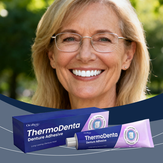 Oralhoc ThermoDenta Denture Adhesive | Zinc-Free Formula, Long Lasting Hold & Comfort | with Menthol -V