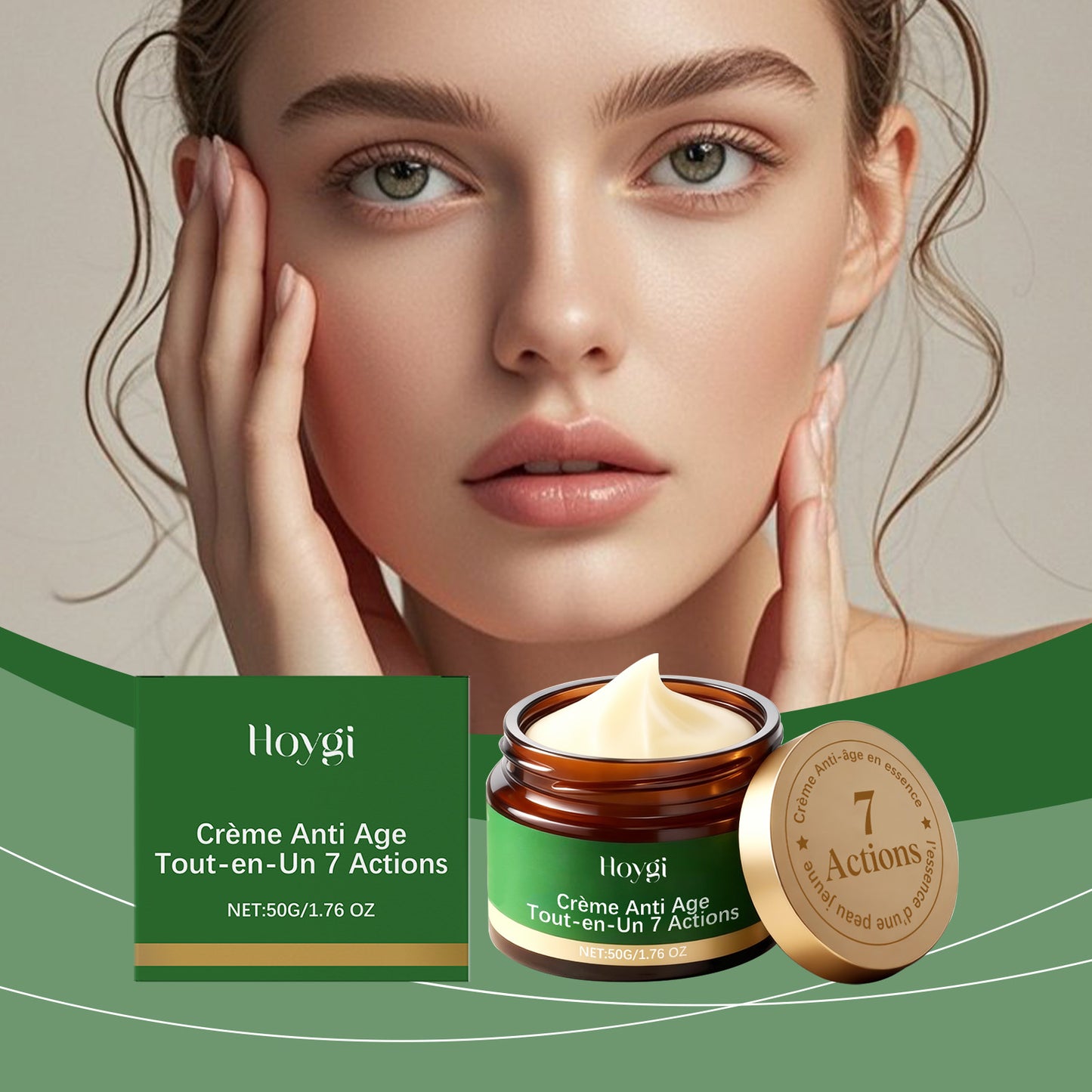 Hoygi Anti-Aging All-in-One 7 Actions Cream | Hydrolyzed Collagen, Glycerin | Multi-Effect Repair & Skin Firming-V