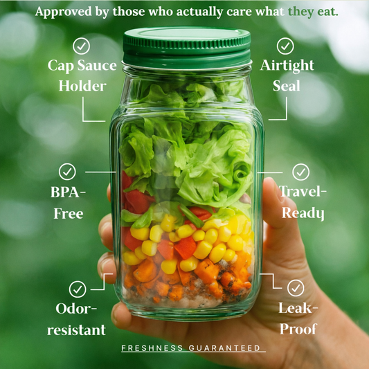 🏆2025 HEALTHY INNOVATION AWARD - SALAD Jar - Salad Pod Mason Jar Side Open